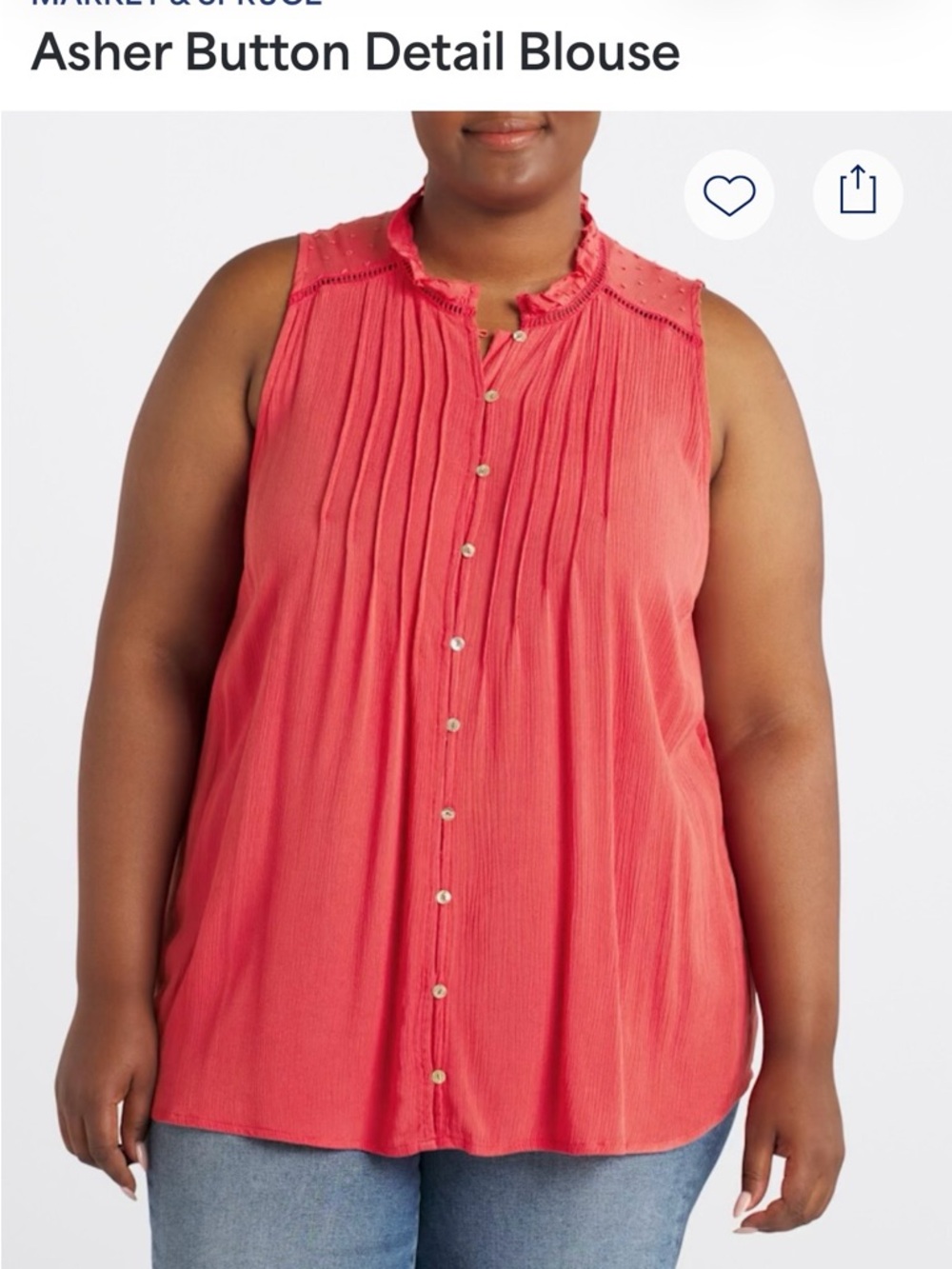 Market & Spruce Sleeveless Button-Front Blouse in Coral